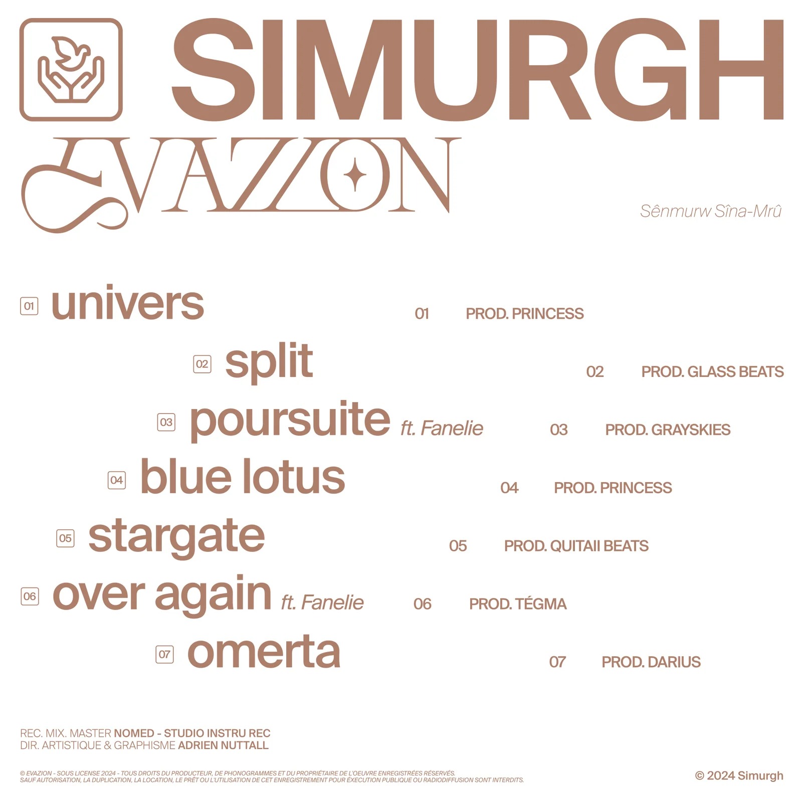 Création graphique — tracklist Simurgh